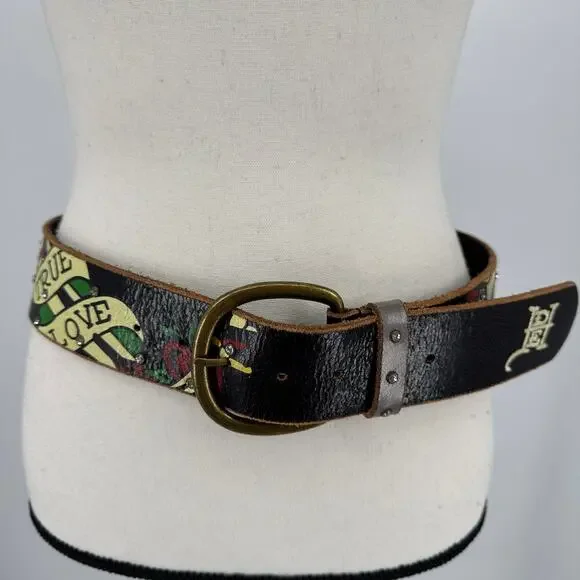 Vintage Ed Hardy M Unisex Handmade Genuine Leather 7829 Melrose - Picture 1 of 8